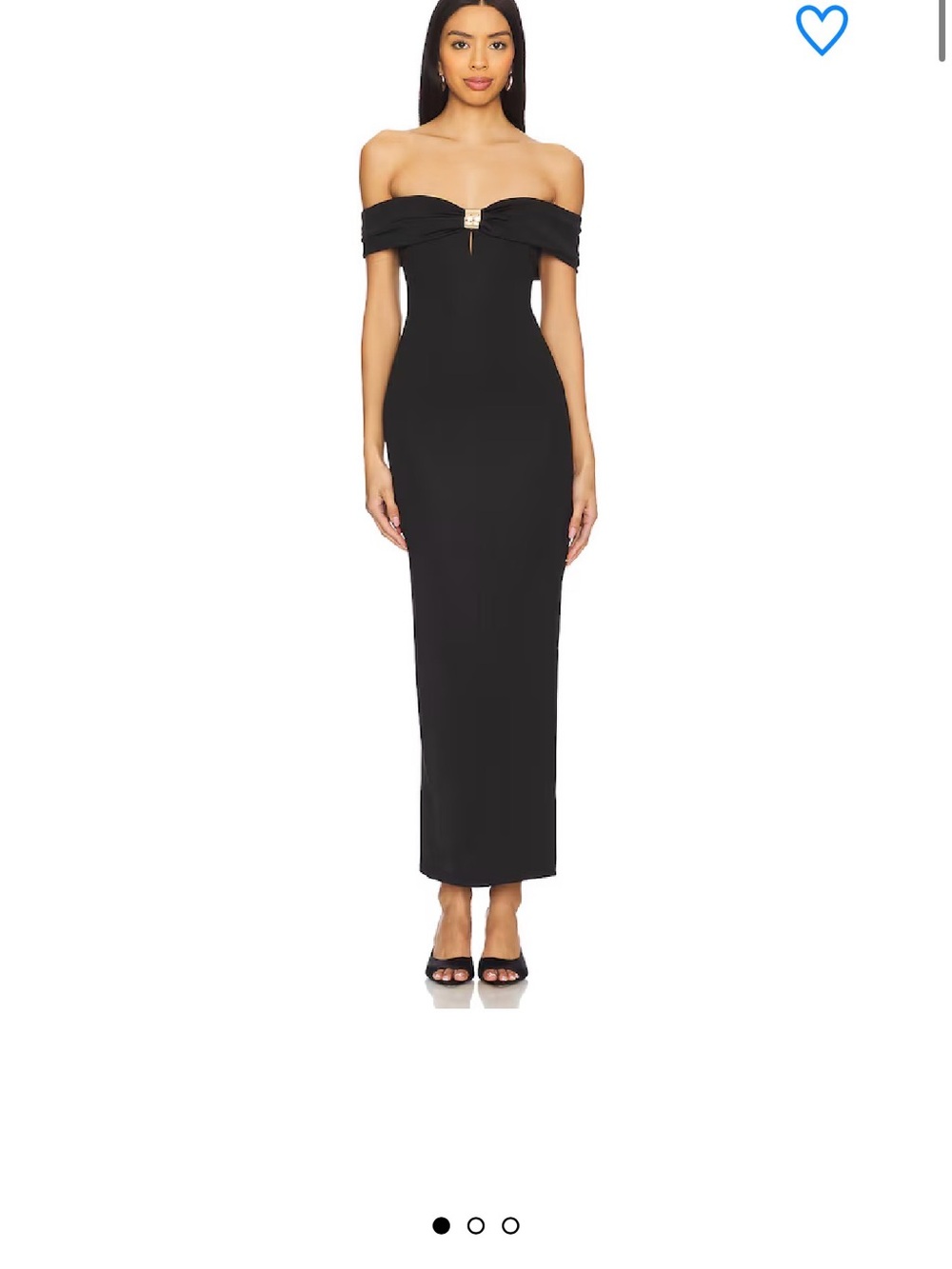 superdown Black Strapless Off-Shoulder Maxi Dress with Center Accent